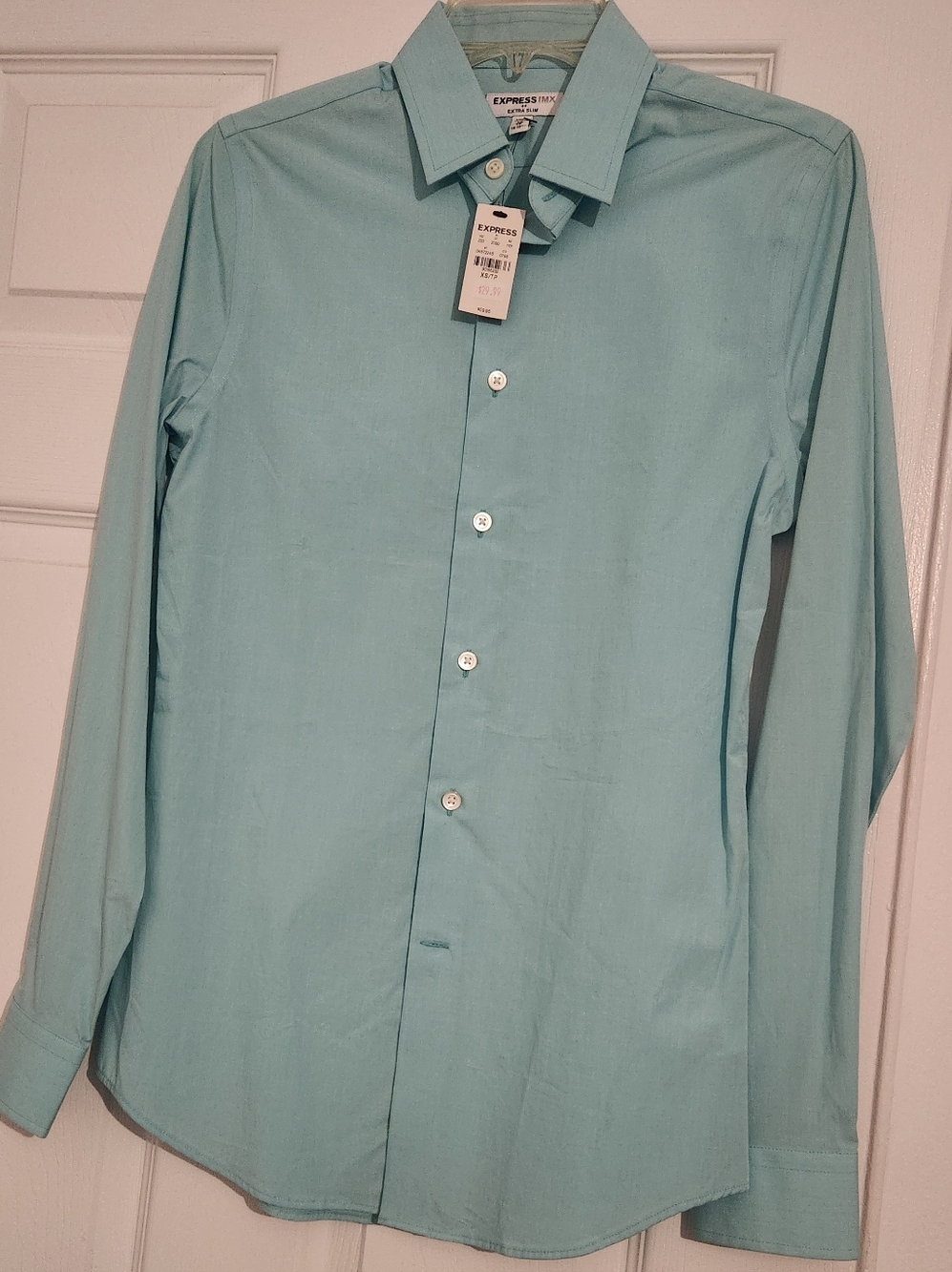 Express Men’s Light Mint Green Dress Shirt XS